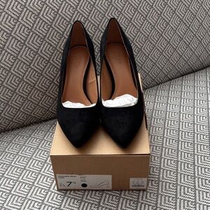 J. Crew Microsuede Heeled Pumps Black